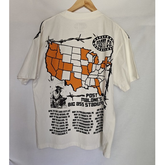 Post Malone Big Ass Stadium Tour Shirt White Huge Graphic Tee 2025 Large - Picture 2 of 6